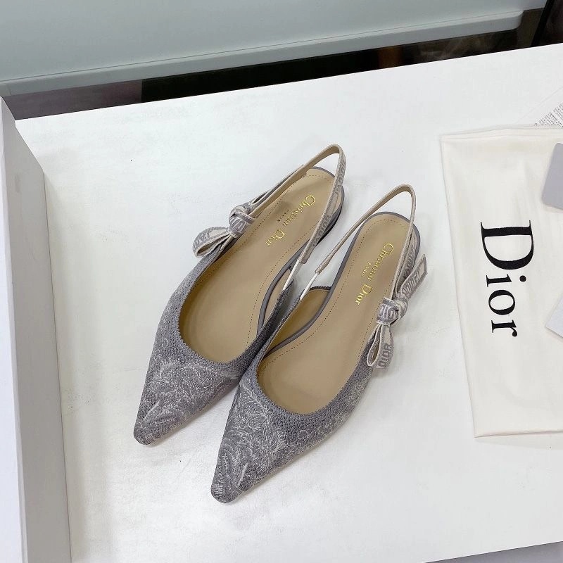 J'Adior Slingback Pumps Women Toile de Jouy Motif Canvas Grey - Image 7