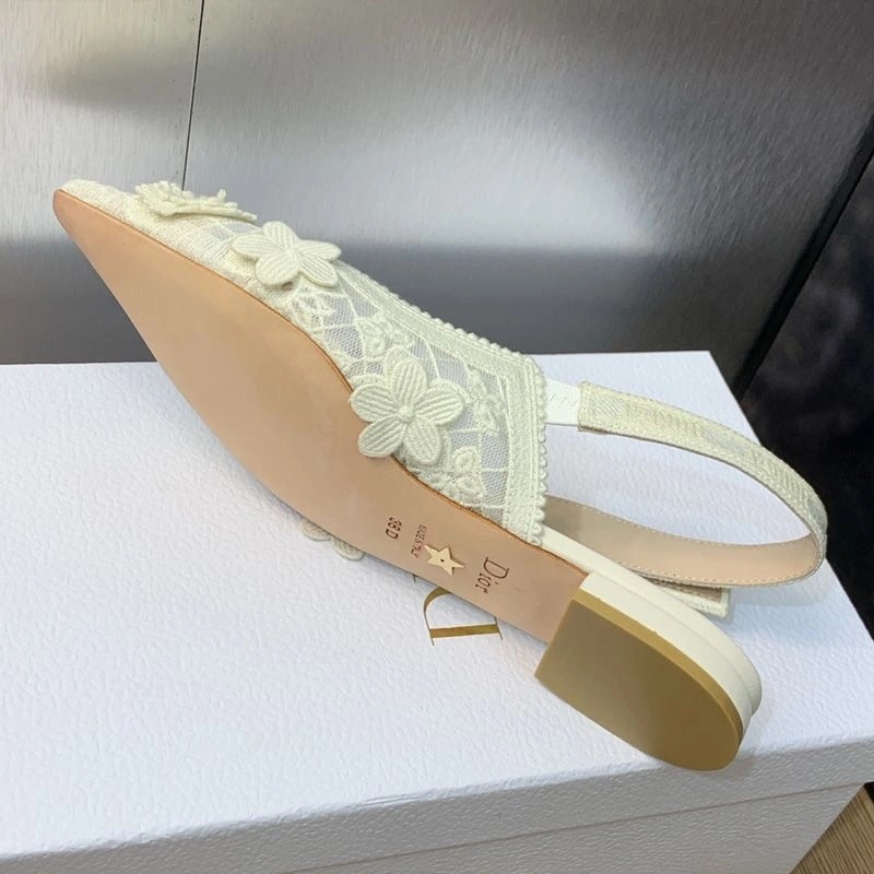 J'Adior Slingback Pumps Women 3D D-lace Motif Transparent Mesh White - Image 7