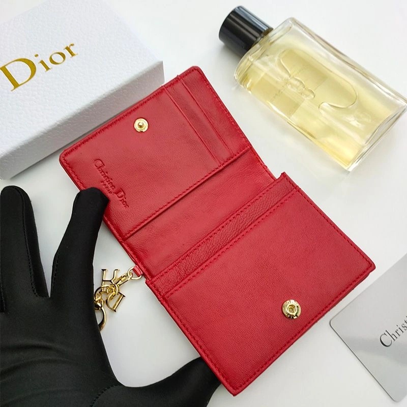 Lady Dior Flap Card Holder Patent Cannage Calfskin Red - Image 3