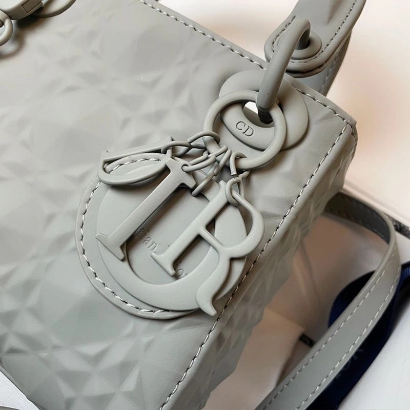 Mini Lady Dior Bag Ultramatte Frosted Cannage Calfskin Grey - Image 5
