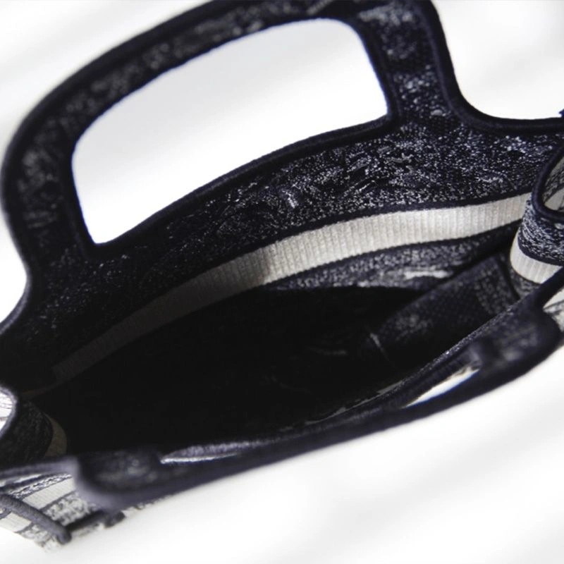 Mini Dior Book Tote Toile De Jouy Motif Canvas Navy Blue - Image 4